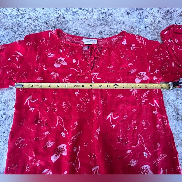 Universal Thread Red Floral Peasant Boho Long Sleeve Top Blouse Size XS - Picture 8 of 9